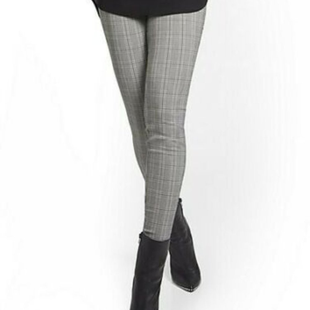 New York &Co Gray Plaid Black/White Whitney Pant L